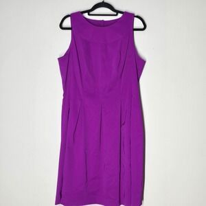 NWT Kim Rogers Womens Magenta Pleated Key Hole Back Midi Dress‎ Plus Size 18